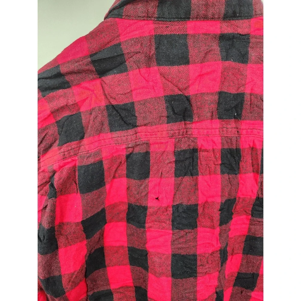 Faded‎ Glory Mens Red Black Plaid Flannel Shirt L Long Sleeve Button Up - Picture 8 of 8
